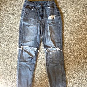 grey ripped mom jeans